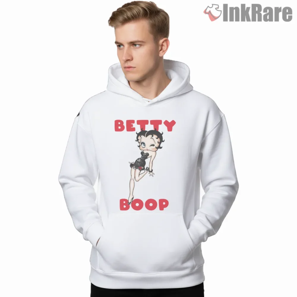 Betty Boop Polka Dot Dress Classic Pose Shirt on white hoodie for men graphic tee