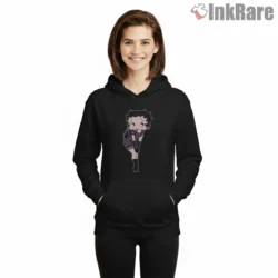 Betty Boop Purple Dress Classic Cartoon Pose Shirt on black hoodie for women graphic tee