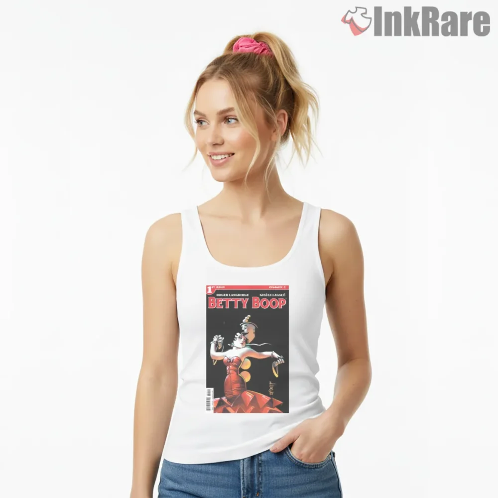 Betty Boop Red Gown Vintage Cover Art Shirt on white tank top for women graphic tee