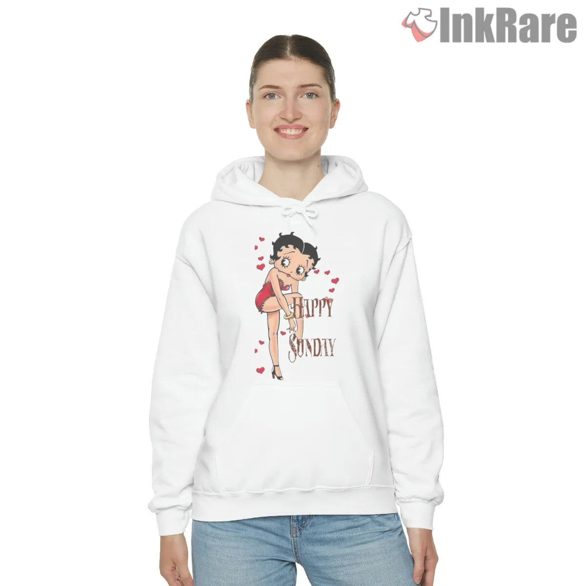 Betty Boop Retro Diva Happy Sunday Shirt on white hoodie for women graphic tee