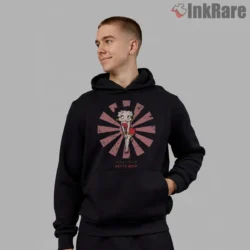 Betty Boop Retro Japanese Rising Sun Shirt on black hoodie for men graphic tee