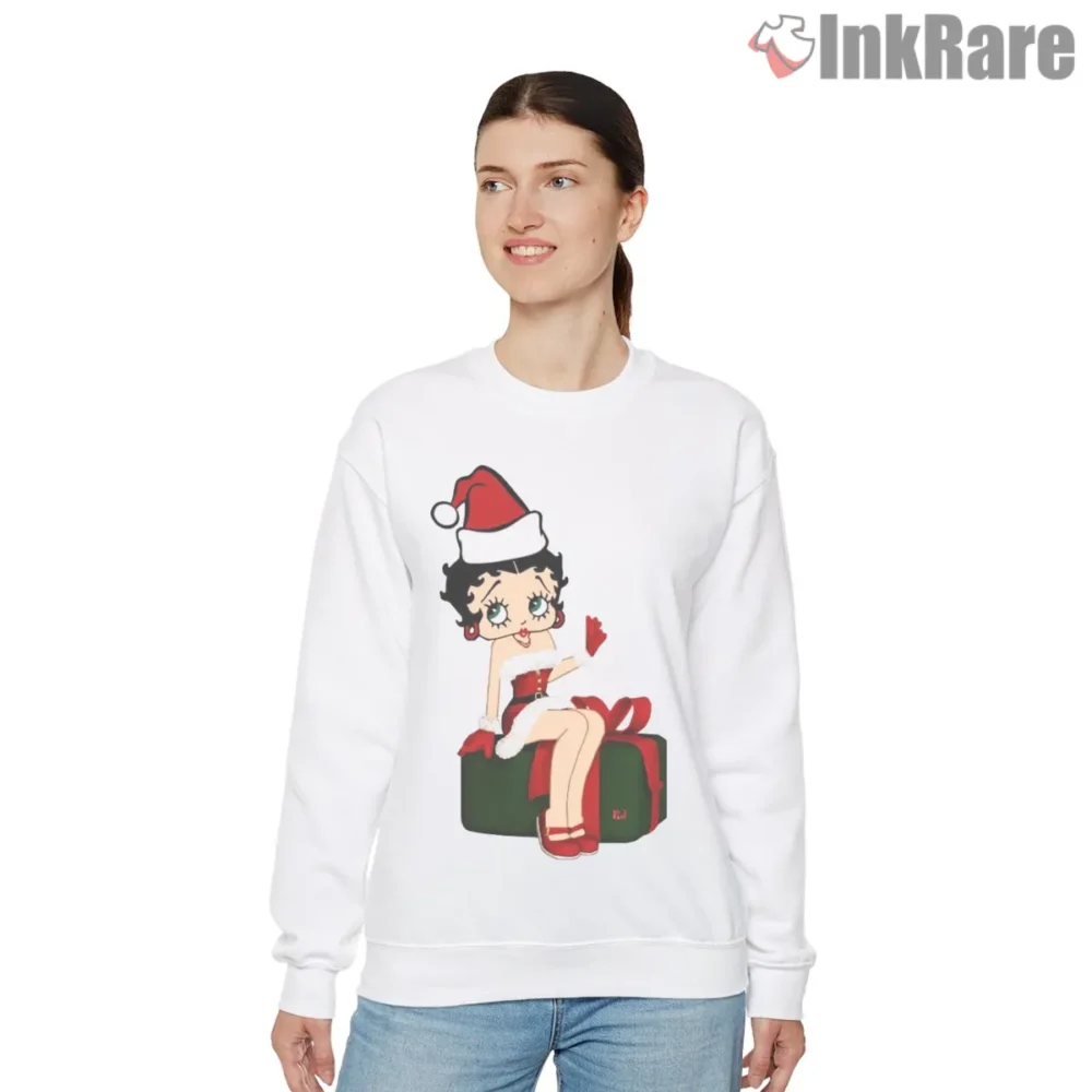 Betty Boop Sexy Santa Sitting On Gift Shirt on graphic shirt for women graphic tee