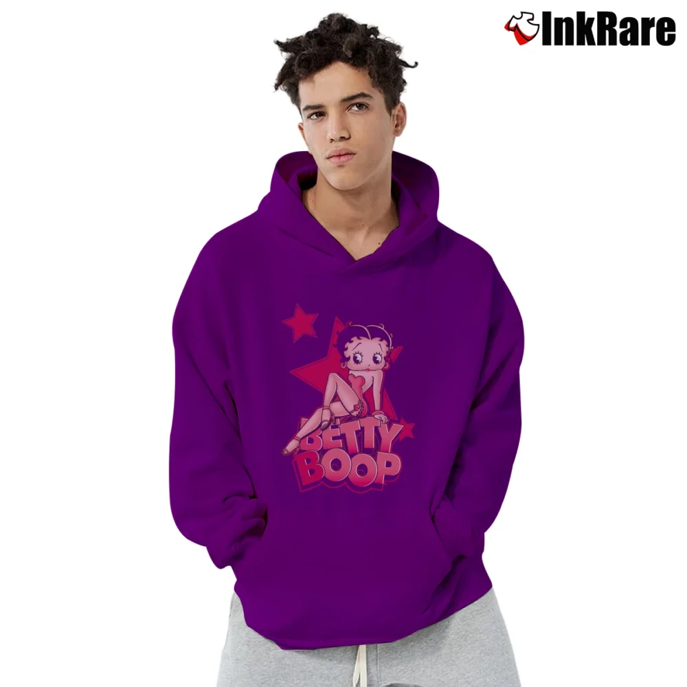 Men’s Betty Boop Sexy Star Retro Classic Cartoon Pullover Hoodie in purple | Cozy, Durable, Modern Fit