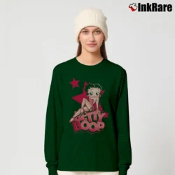 Women’s Betty Boop Sexy Star Retro Classic Cartoon Long-Sleeve Top in forest green | Sleek, Versatile, All-Season