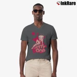 Men’s Betty Boop Sexy Star Retro Classic Cartoon V-Neck Tee in charcoal | Sharp, Breathable, Everyday Staple