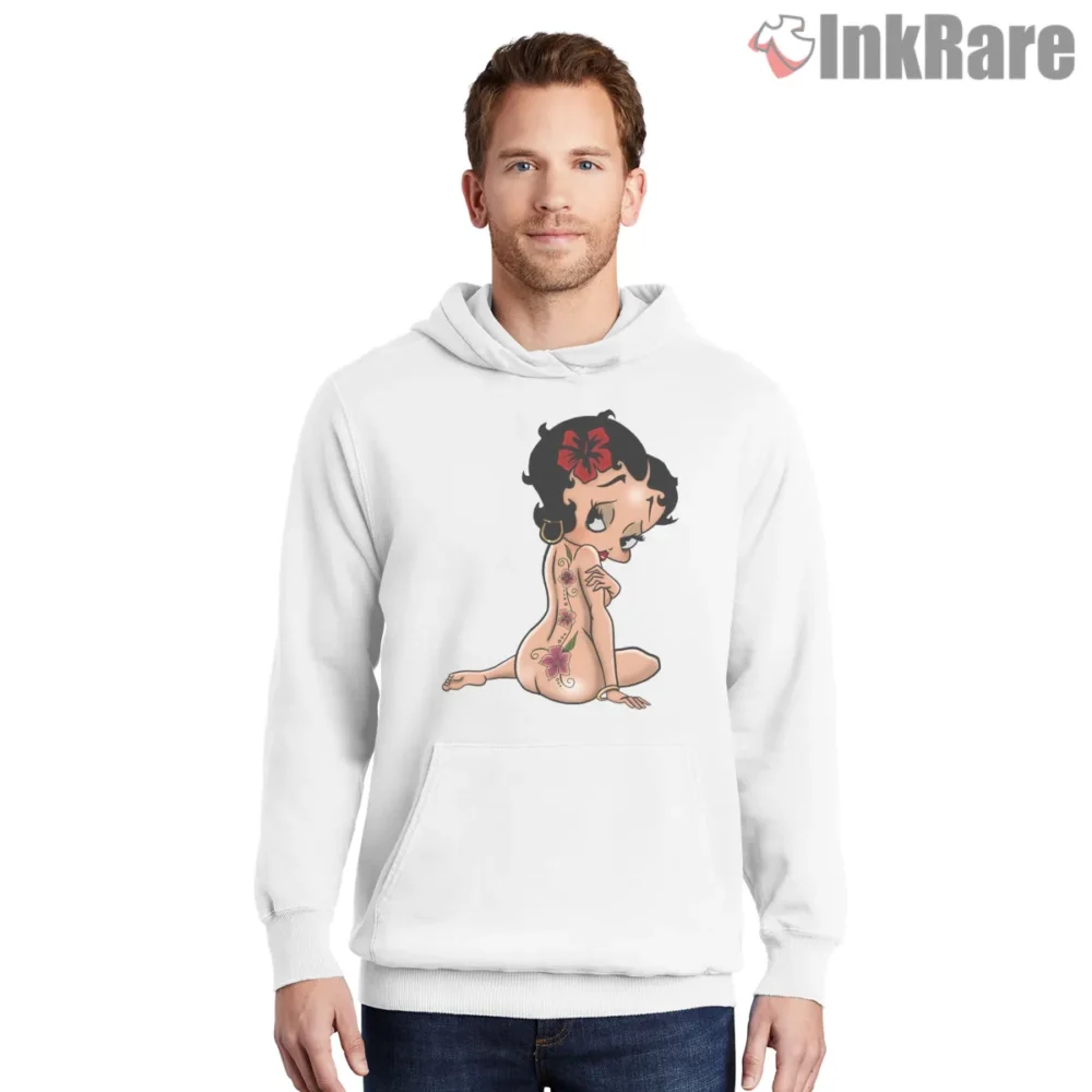 Betty Boop Tattoo Rose Classic Vintage Shirt on white hoodie for men graphic tee