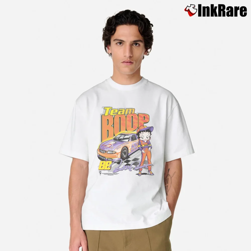 Men’s Betty Boop Team Boop Cartoon Sweatshirt Classic T-Shirt in white | Soft, Breathable Everyday Wear