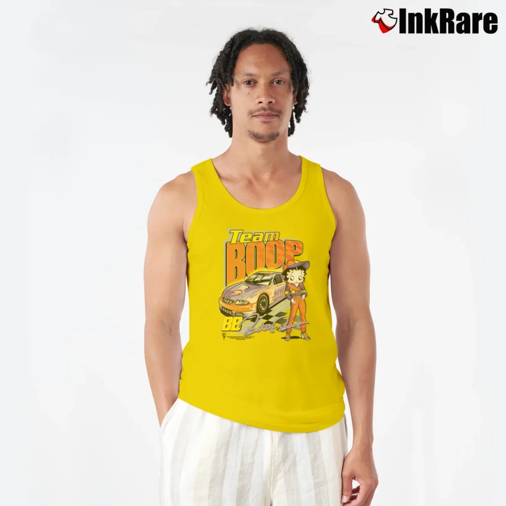 Men’s Betty Boop Team Boop Cartoon Sweatshirt Tank Top in yellow | Breathable, Active-Friendly Design