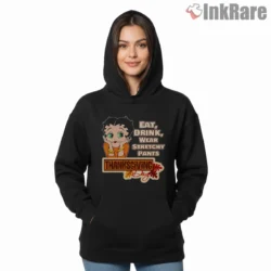 Betty Boop Thanksgiving Stretchy Pants Humor Shirt on black hoodie for women graphic tee
