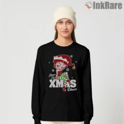 Betty Boop Time For Xmas Cheer Holiday Shirt on black long sleeve shirt for women graphic tee