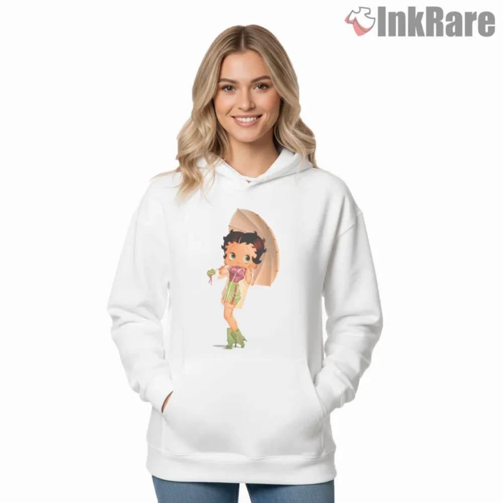 Betty Boop Tropical Umbrella Beach Drink Shirt on white hoodie for women graphic tee