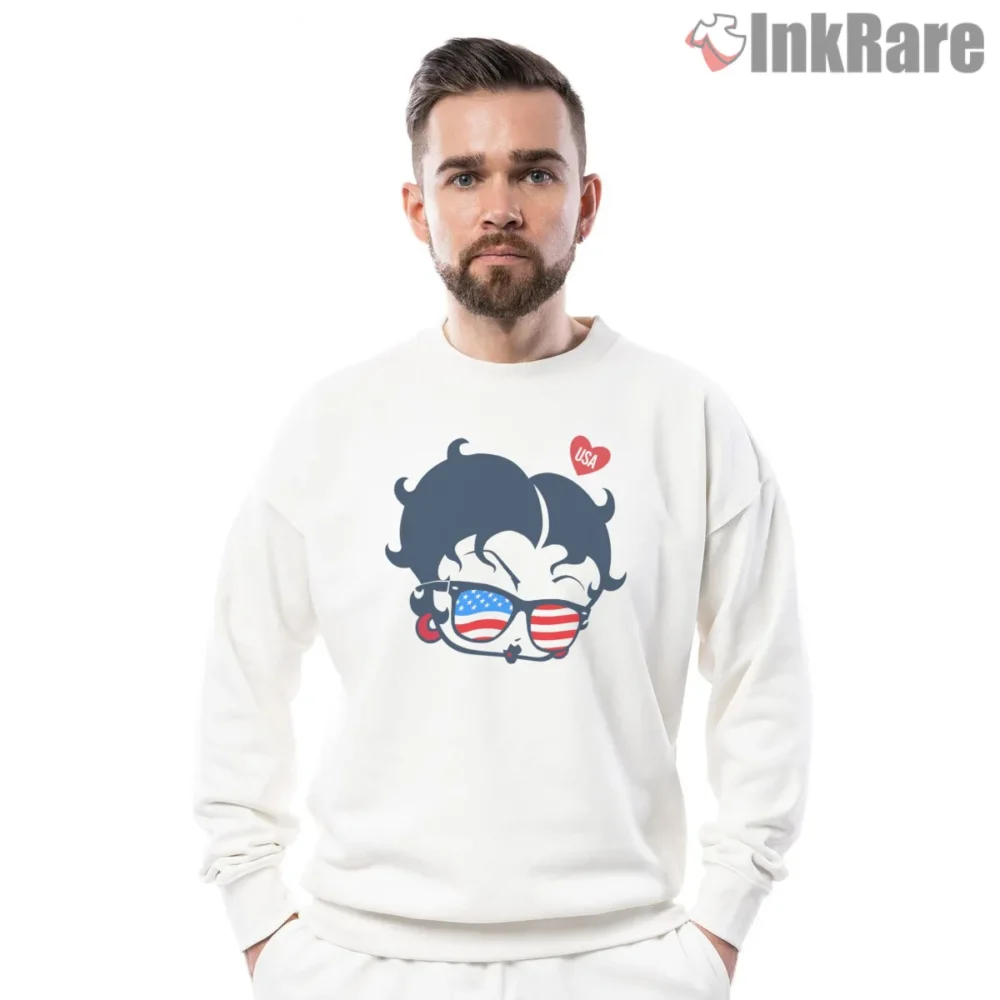 Betty Boop Usa Flag Shades Icon Shirt on graphic shirt for men graphic tee