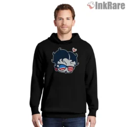 Betty Boop Usa Flag Sunglasses Portrait Shirt on black hoodie for men graphic tee