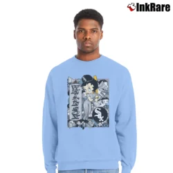 Men’s Betty Boop White Sox Baseball Fan Graphic Crewneck Sweatshirt in light blue | Cozy Fabric, Clean Style