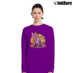 Women’s Betty Boop Womens Surf Cartoon Style Long-Sleeve Top in purple | Sleek, Versatile, All-Season