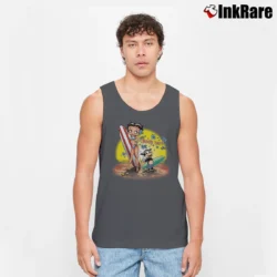 Men’s Betty Boop Womens Surf Cartoon Style Tank Top in charcoal | Breathable, Active-Friendly Design