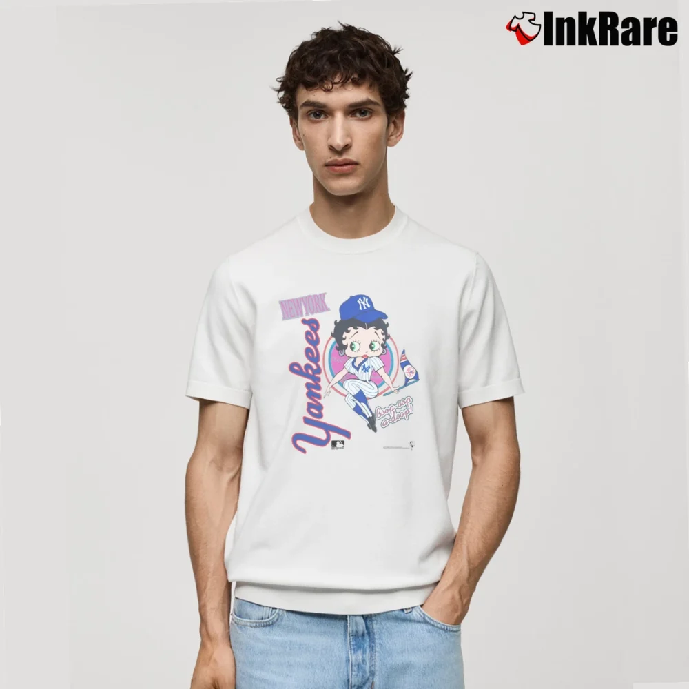 Men’s Betty Boop X New York Yankees Baseball Fan Classic T-Shirt in white | Soft, Breathable Everyday Wear