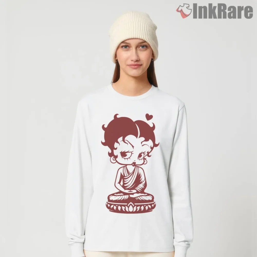 Betty Boop Yoga Ohm Meditation Namaste Shirt on white long sleeve shirt for women graphic tee