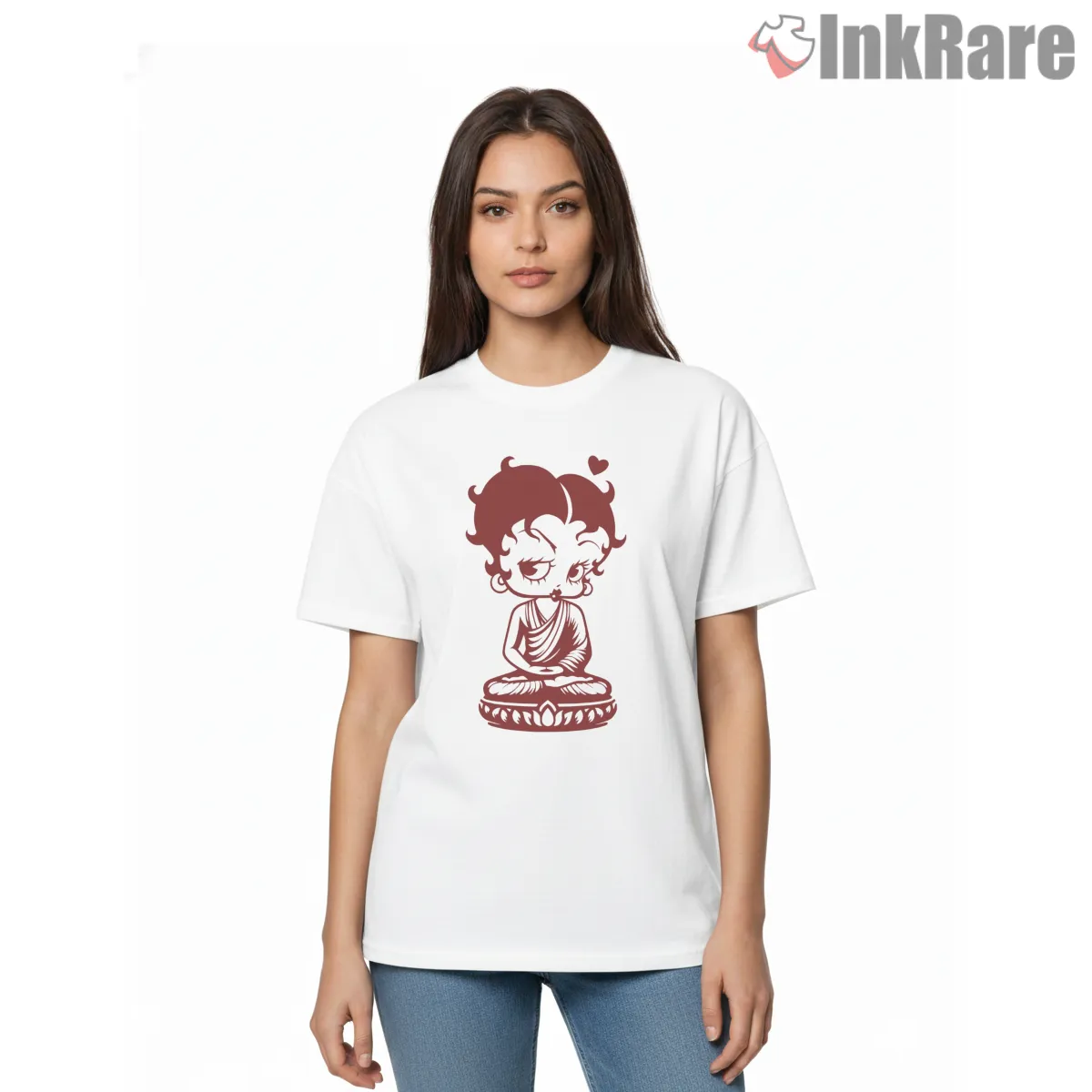 Betty Boop Yoga Ohm Meditation Namaste Shirt on white short sleeve shirt for women graphic tee