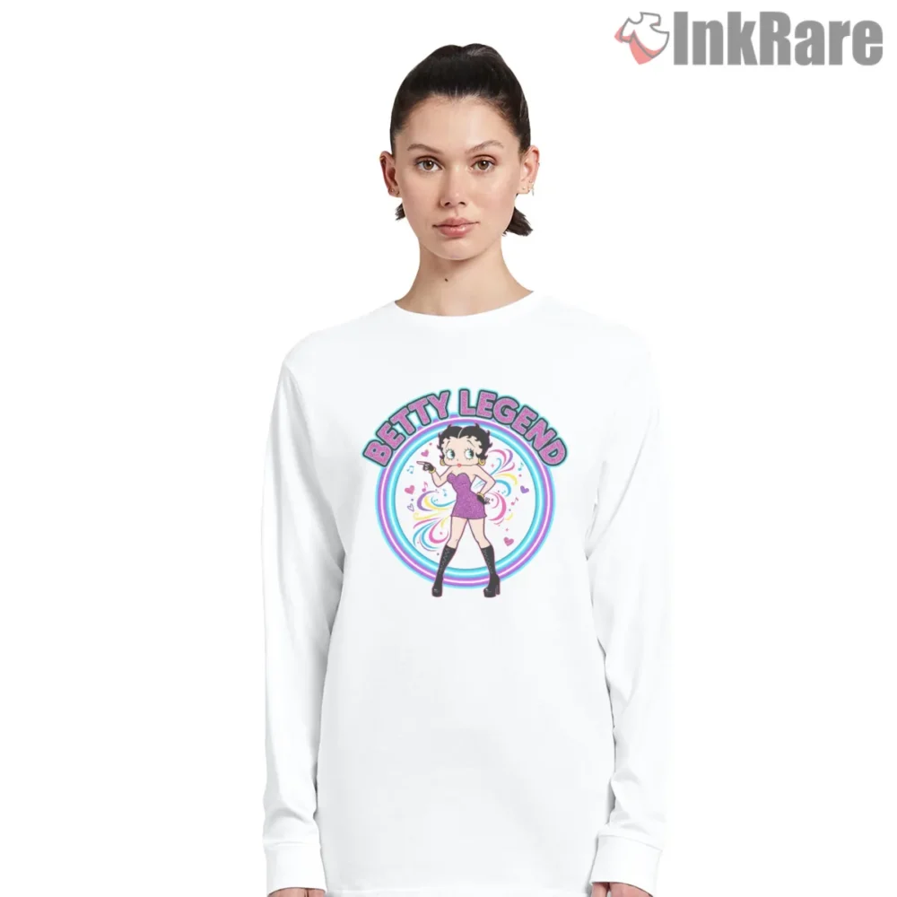 Betty Legend Retro Dance Circle Shirt on white long sleeve shirt for women graphic tee