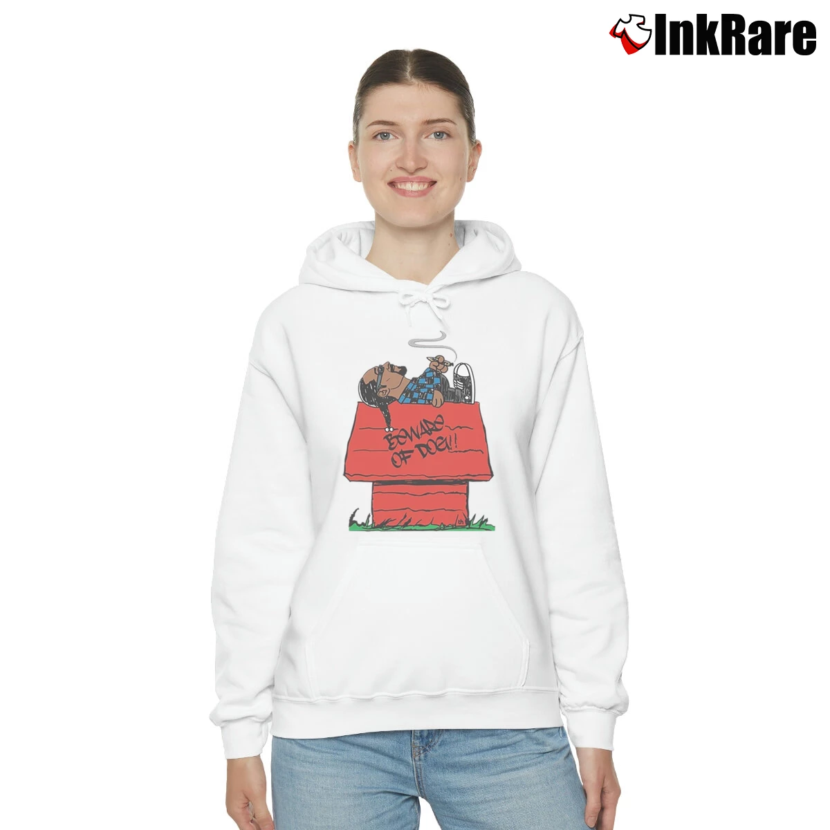 Beware Of Dog Snoop Dogg Snoopy Women’s Cozy Hoodie in white – Urban Chic Women’s Beware Of Dog Snoop Dogg Snoopy Cozy Hoodie in white | Warm, Structured, Stylish