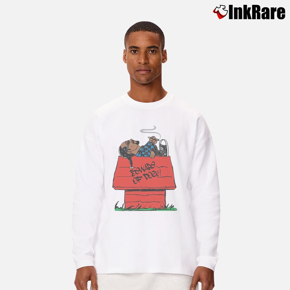 Beware Of Dog Snoop Dogg Snoopy Men’s Long-Sleeve Tee in white – Versatile Layering Men’s Beware Of Dog Snoop Dogg Snoopy Long-Sleeve Shirt in white | Sleek, Lightweight, Year-Round Wear