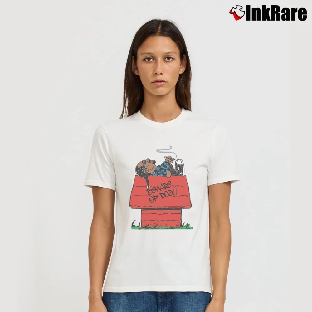 Women’s Beware Of Dog Snoop Dogg Snoopy T-Shirt in white | Soft, Flattering Fit