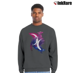 Men’s Bi Pride Dragon Basic Classic Crewneck Sweatshirt in charcoal | Cozy Fabric, Clean Style