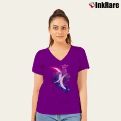 Women’s Bi Pride Dragon Basic Classic V-Neck Tee in purple | Chic Neckline, Soft Texture
