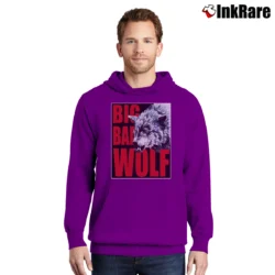 Men’s Big Bad Wolf Classic Red Graphic Pullover Hoodie in purple | Cozy, Durable, Modern Fit