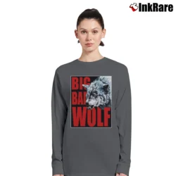 Women’s Big Bad Wolf Classic Red Graphic Long-Sleeve Top in charcoal | Sleek, Versatile, All-Season