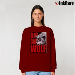 Women’s Big Bad Wolf Classic Red Graphic Relaxed Sweatshirt in maroon | Soft, Laid-Back Vibe