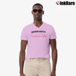 Men’s Big Bang Theory Council Of Ladies V-Neck Tee in light pink | Sharp, Breathable, Everyday Staple