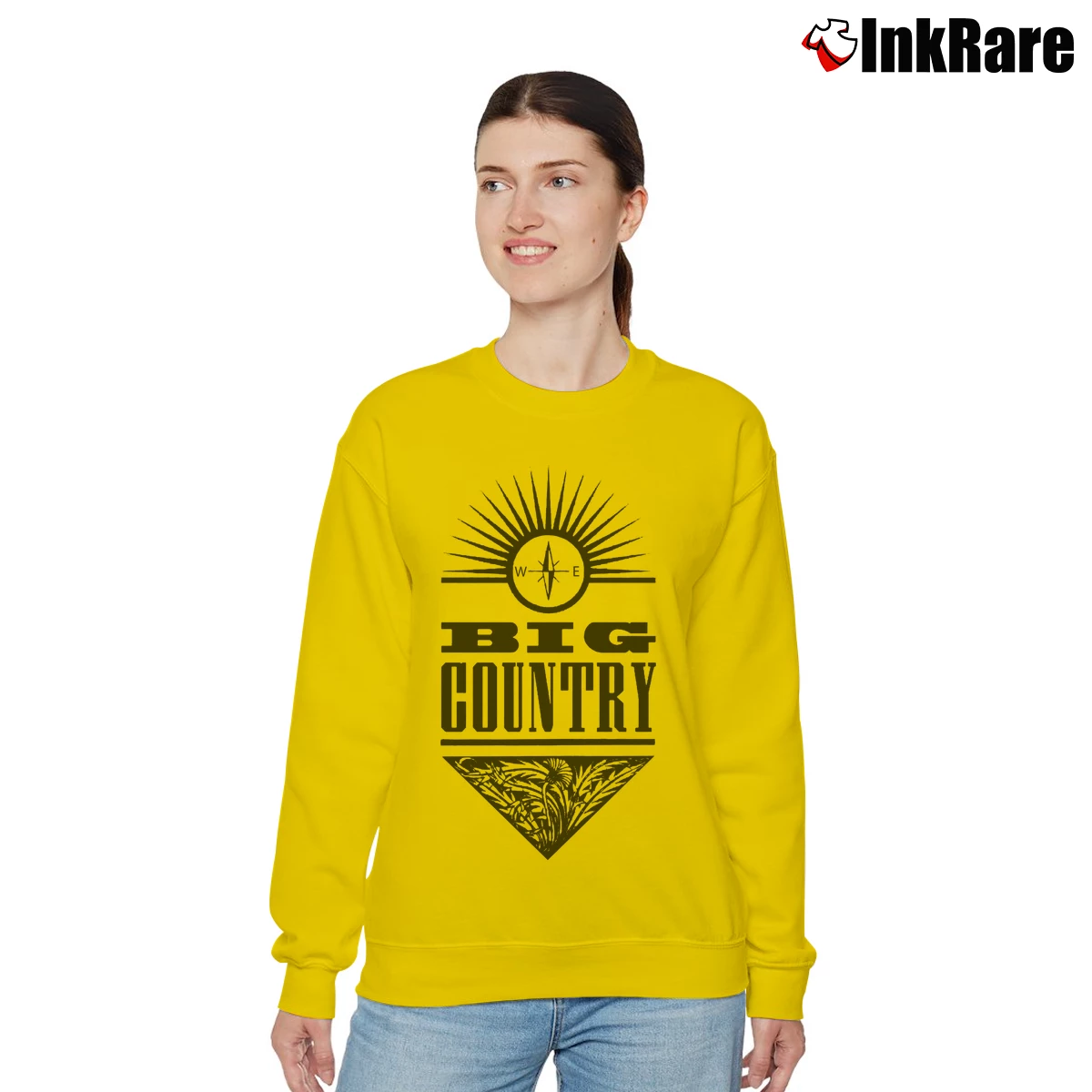 Women’s Big Country Crossing Graphic Fashion Relaxed Sweatshirt in yellow | Soft, Laid-Back Vibe