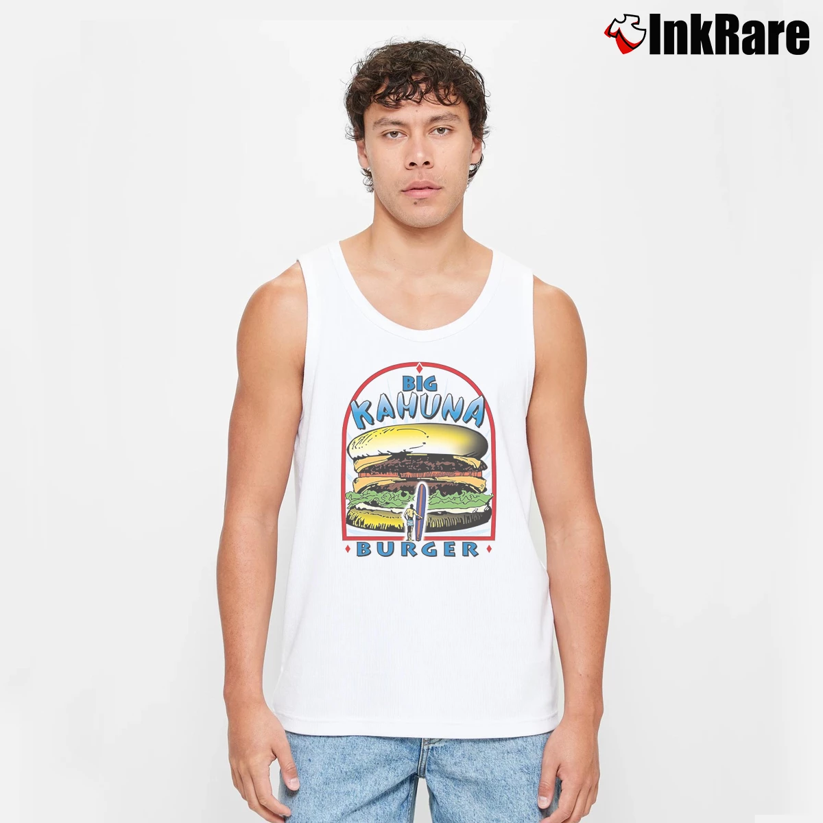 Big Kahuna Burger Pulp Fiction Men’s Performance Tank in white – Lightweight Comfort Men’s Big Kahuna Burger Pulp Fiction Tank Top in white | Breathable, Active-Friendly Design