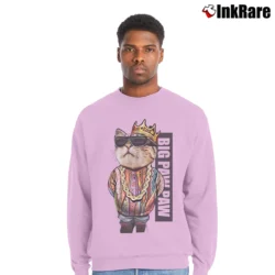 Men’s Big Paw Cat Notorious B.I.G. Kitty Crewneck Sweatshirt in light pink | Cozy Fabric, Clean Style
