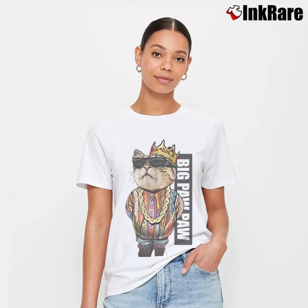 Women’s Big Paw Cat Notorious B.I.G. Kitty Signature T-Shirt in white | Soft, Flattering Fit