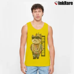 Men’s Big Paw Cat Notorious B.I.G. Kitty Tank Top in yellow | Breathable, Active-Friendly Design