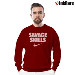 Men’s Big Savage Skills Logo Graphic Crewneck Sweatshirt in maroon | Cozy Fabric, Clean Style