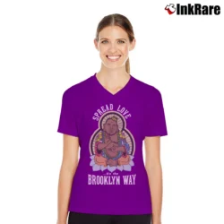 Women’s Biggie Buddha Graphic V-Neck Tee in purple | Chic Neckline, Soft Texture