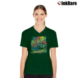 Women’s Bill Elliott X Batman McDonald's Racing V-Neck Tee in forest green | Chic Neckline, Soft Texture