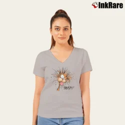 Women’s Bill The Cat Logo V-Neck Tee in sport grey | Chic Neckline, Soft Texture