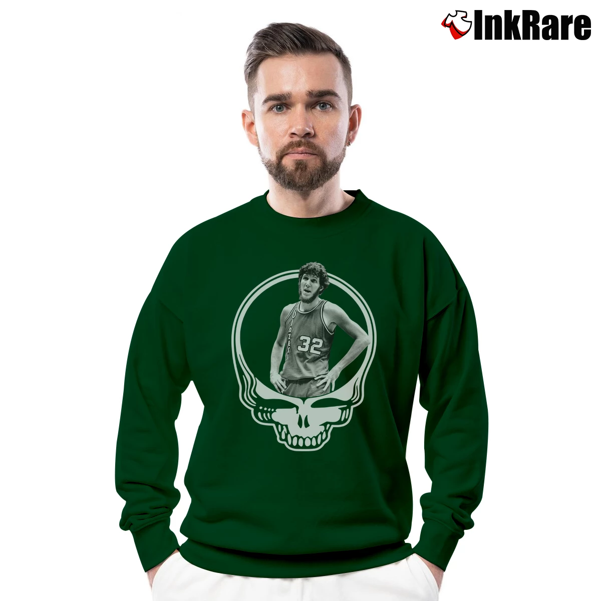 Men’s Bill Walton Grateful Dead Crewneck Sweatshirt in forest green | Cozy Fabric, Clean Style