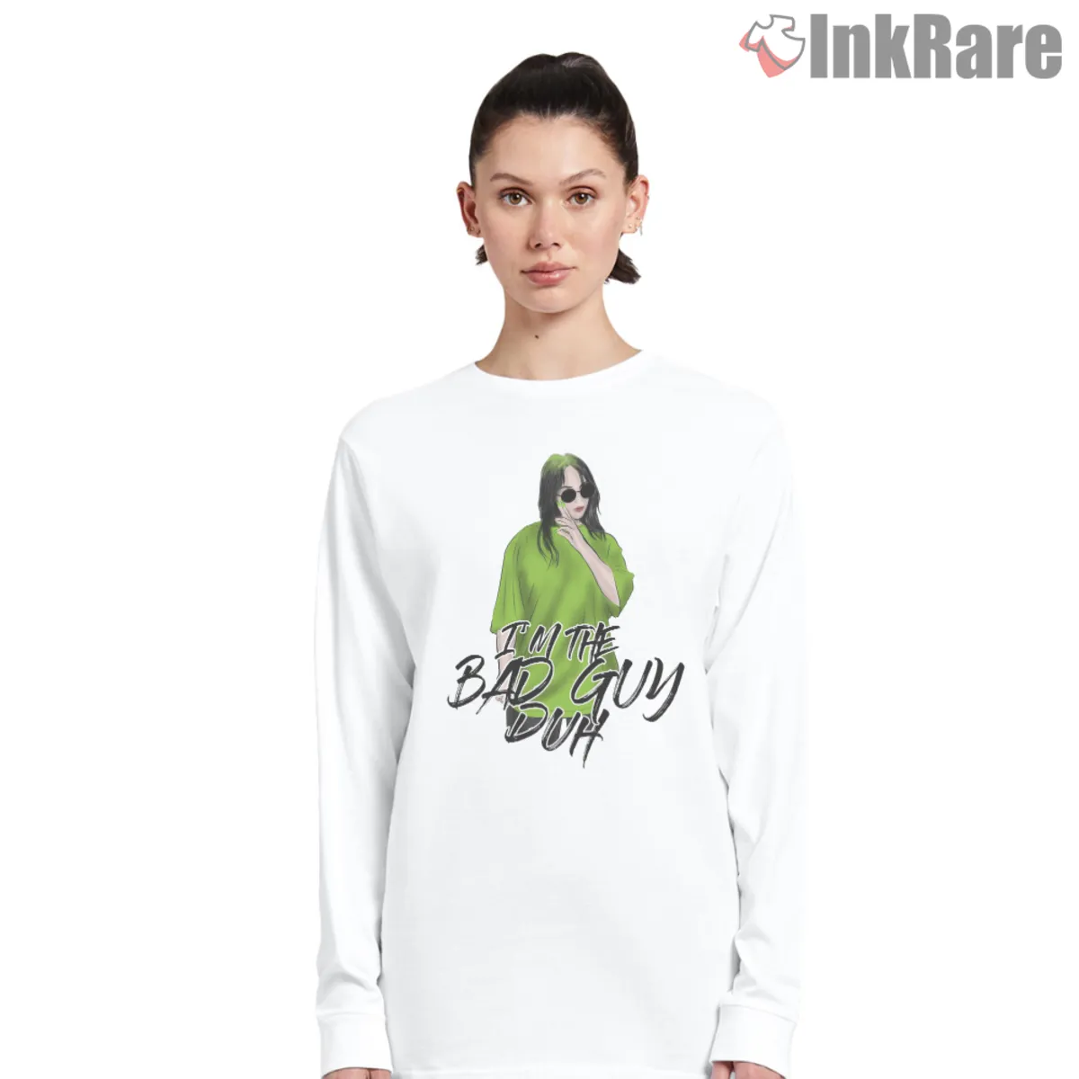 Bad Guy Duh Long Sleeve White White long sleeve with handwritten bad guy duh text