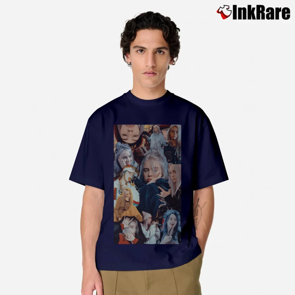 Men’s Billie Eilish Collage Graphic Fan Classic T-Shirt in navy | Soft, Breathable Everyday Wear