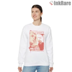 Billie Eilish Happier Than Ever Red Grunge Poster Shirt on white sweatshirt