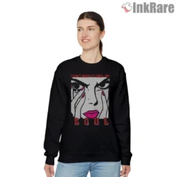 Black sweatshirt with pop art panel and text I dont need to sell my soul