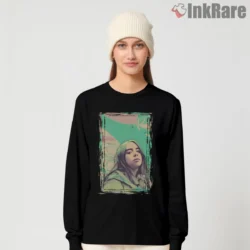 Black long sleeve with Billie Eilish retro pastel poster graphic