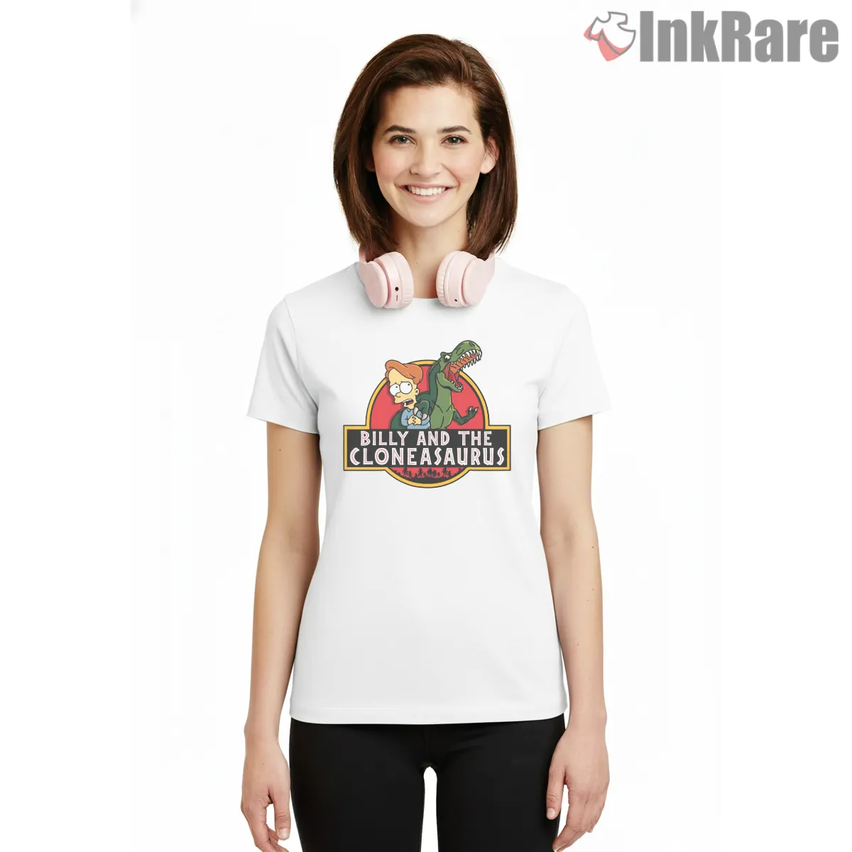 Billy And The Cloneasaurus Jurassic Park Parody Short Sleeve White Billy And The Cloneasaurus Jurassic Park Parody Shirt on white short sleeve shirt for women graphic tee