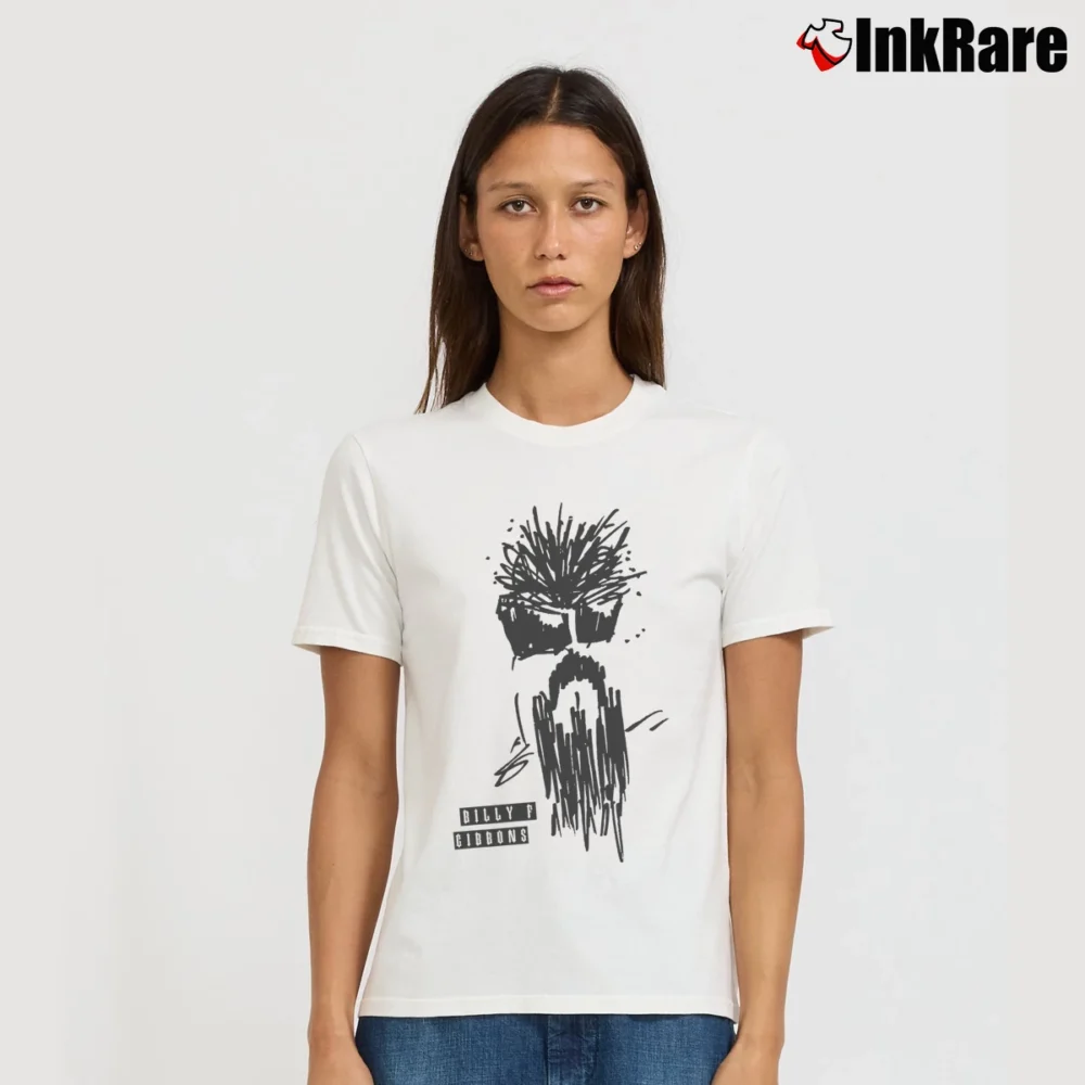 Women’s Billy F Gibbons Zz Top Self Portrait Signature T-Shirt in white | Soft, Flattering Fit